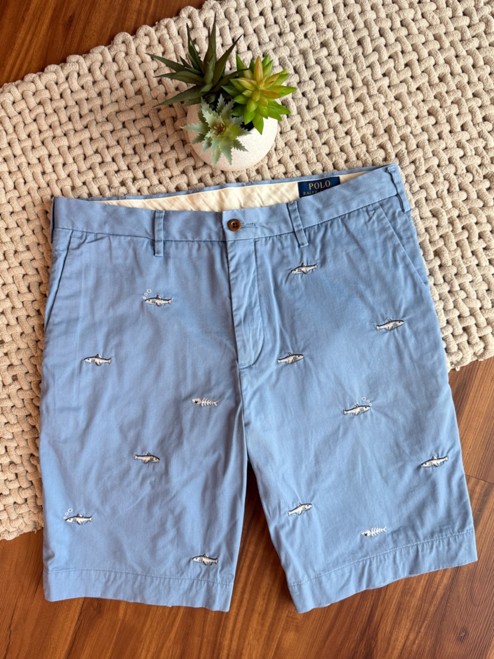 Ralph Lauren | Polo Embroidered Fishbone Stretch Classic Fit Shorts Blue | 33